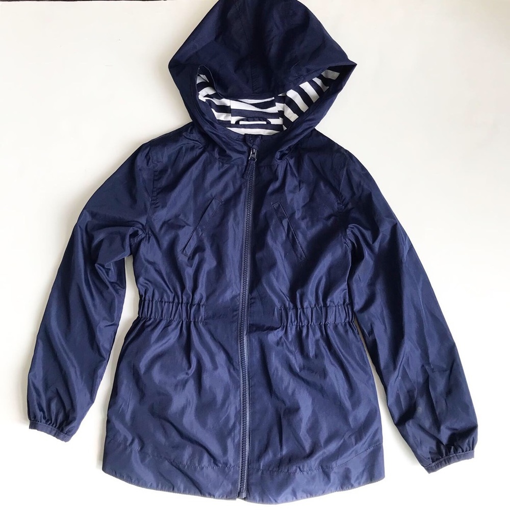 Old Navy navy hooded lined light jacket GUc M(8Y)